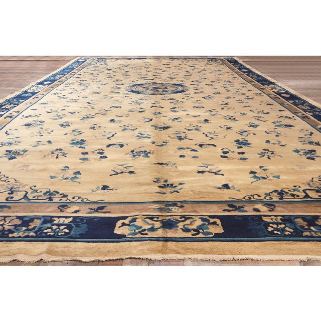 Tan Late 19th Century Chinese Peking Rug, 10'02 X 19'03 For Sale - Image 8 of 9