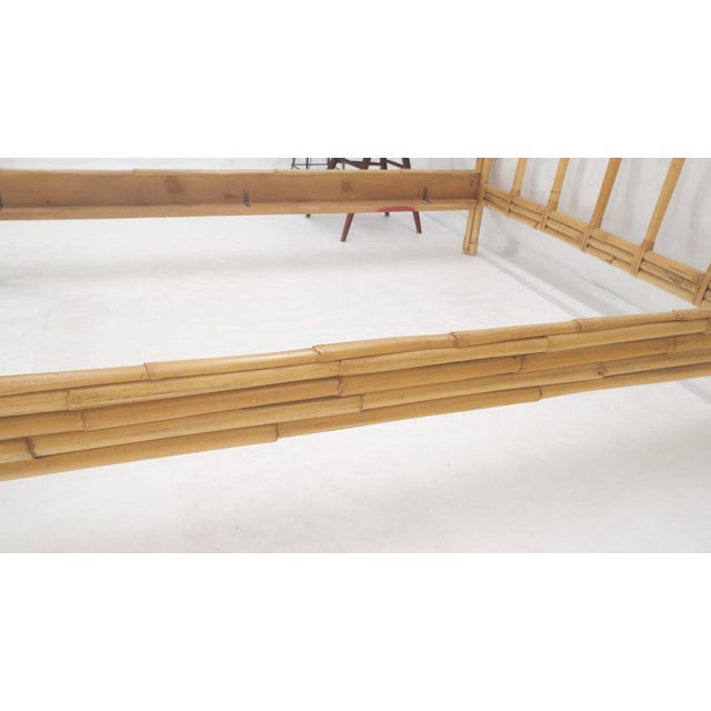 Bent Bamboo Rattan Headboard Footboard Queen Size Bed Mid Century For Sale - Image 9 of 10