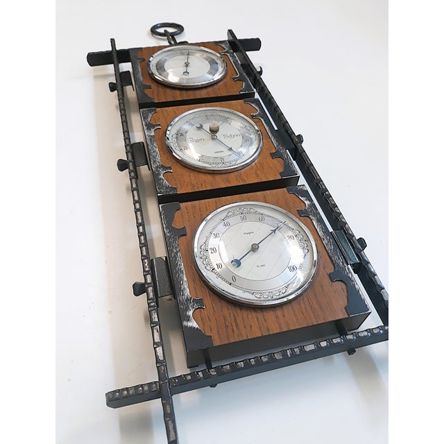 Weather Station Hygrometer Barometer Thermometer in Metal and Wood from Sundo, 1970s For Sale - Image 11 of 11