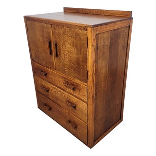 Vintage Rustic Oak Tallboy Cabinet, 1930s For Sale