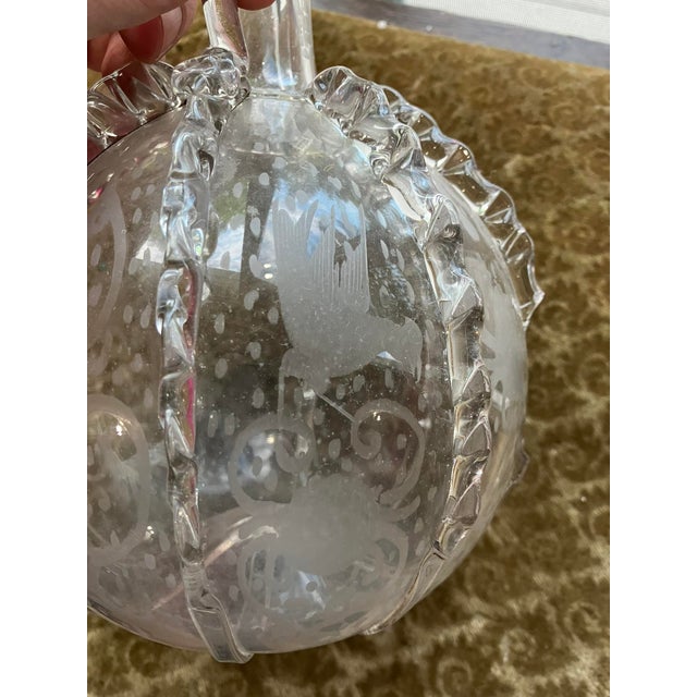 Antique 19th Century Dutch Glass Decanter – Etched Grapes & Vines, Rippled Decor For Sale - Image 14 of 18