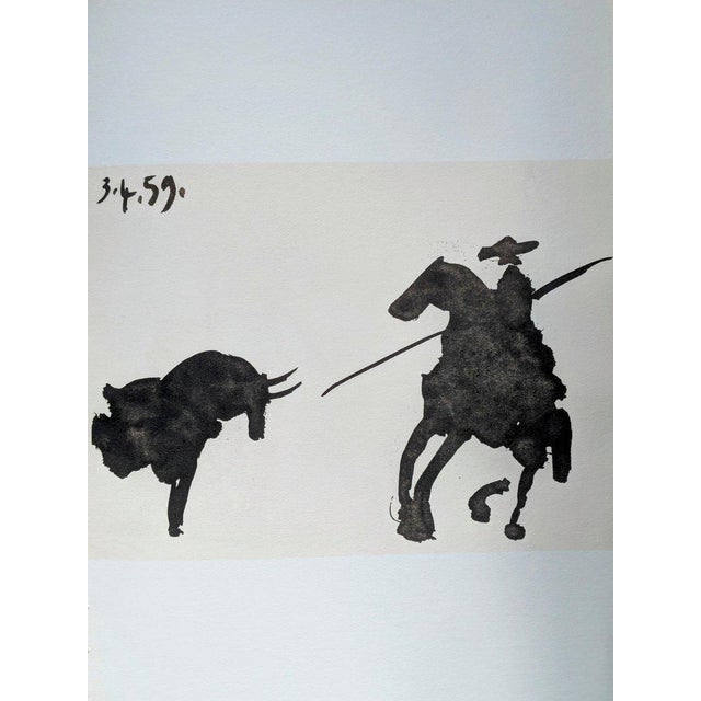 Pablo Picasso - Bull and Matador, Double-side Original lithograph after a drawing dated in the stone: 3.4.59 extracted...