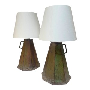 Pair of Green Truck Stand Table Lamps