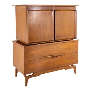 Albert Parvin Style Mid Century Walnut Highboy Dresser For Sale