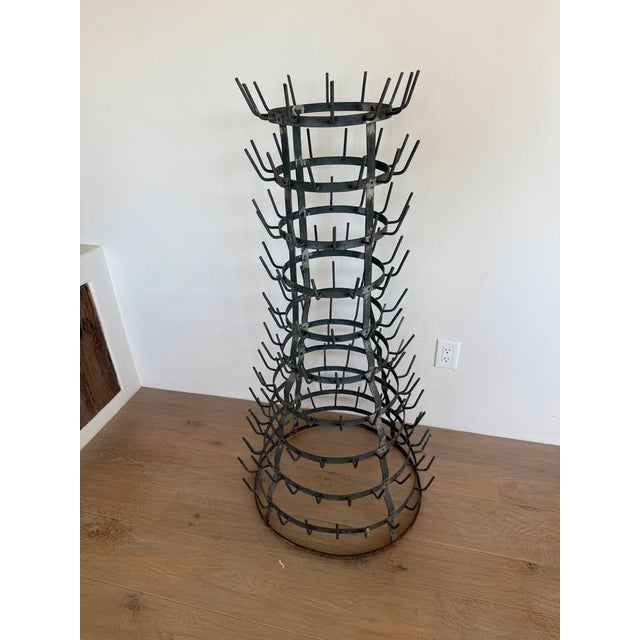 Beautiful vintage French zinc wine drying rack with wonderful age, patina, and sculptural presence. Originally used in...