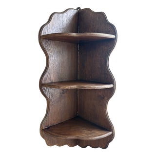 Antique Corner Shelf in Oak, 1890s For Sale