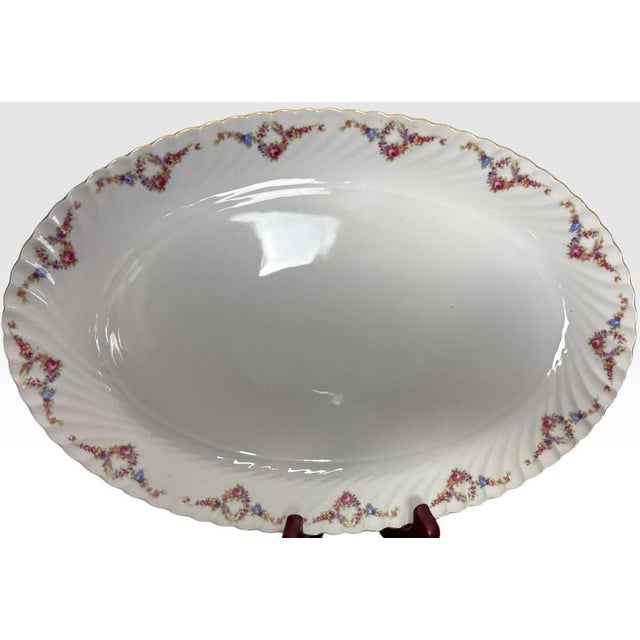 Victorian Vintage Royal Tettau Germany Pink Floral Fine Porcelain Dinnerware Set Service for 12 - 95 Pieces For Sale - Image 3 of 18
