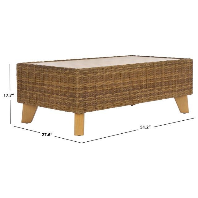 Transitional Margarita Wicker Outdoor Coffee Table, Natural For Sale - Image 3 of 9