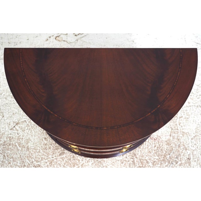 Wood Councill Craftsmen Mahogany Banded Server Demilune Chest For Sale - Image 7 of 17