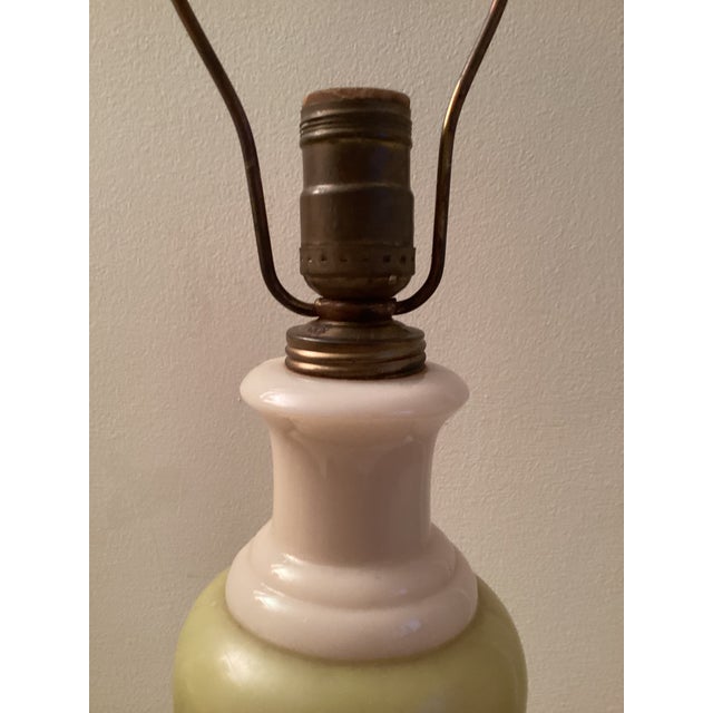 Aladdin Co. 1940s Cream and Green Aladdin Alacite Glass Lamp For Sale - Image 4 of 13