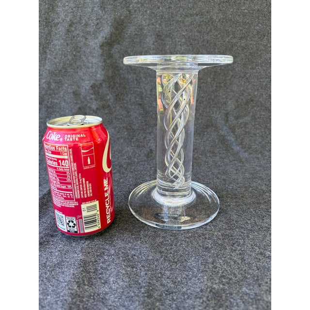 Vintage Simon Pierce Hand Blown Pillar Air Twist Candle Holder Pedestal For Sale - Image 11 of 14