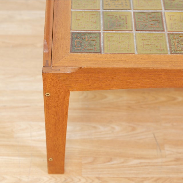 1960s 1960s Danish Modern Teak & Tile Top Coffee Side Table For Sale - Image 5 of 6