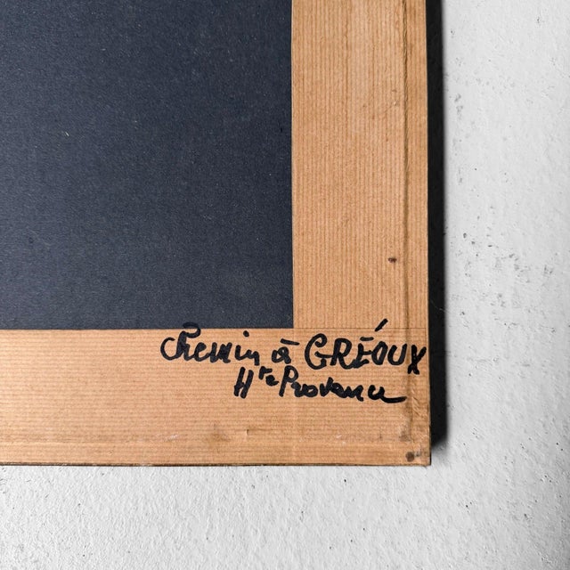 Blue Jean Lallemand, Chemin À Gréoux, 1980s, Gouache, Framed For Sale - Image 8 of 9