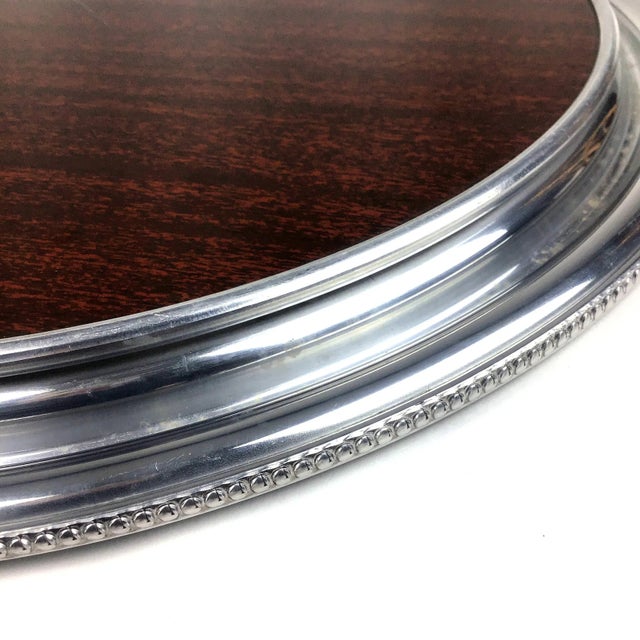 1950s Mid-Century Modern Faux Wood and Aluminum Serving Tray For Sale In Portland, ME - Image 6 of 9