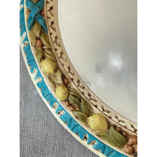 1940s Italian Carved Round Florentine Lemon & Laurel Wood Mirror For Sale - Image 5 of 15