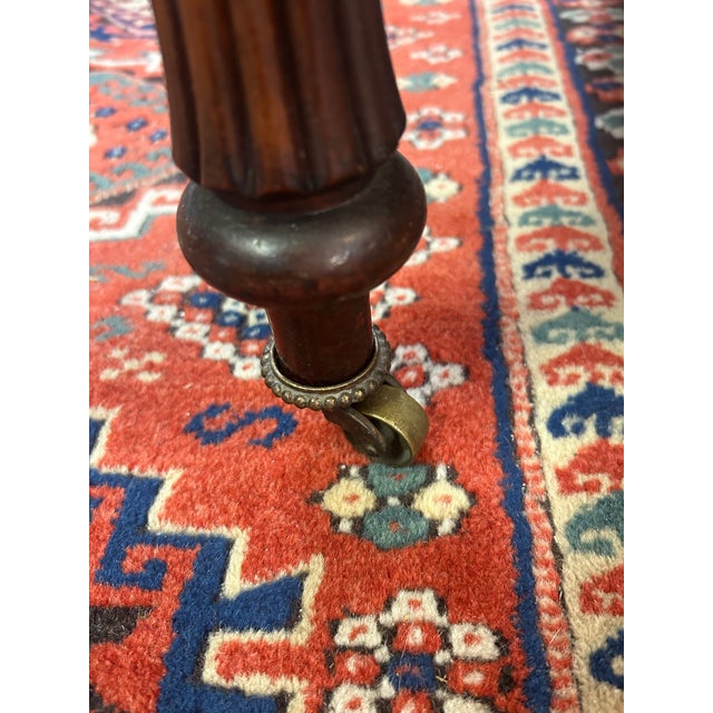 Small Antique Dark Wood Edwardian Loveseat With New Upholstery For Sale - Image 4 of 11