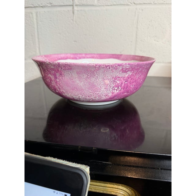Vintage Fornasetti Style Pink Splash Luster Serving Bowl | Chairish