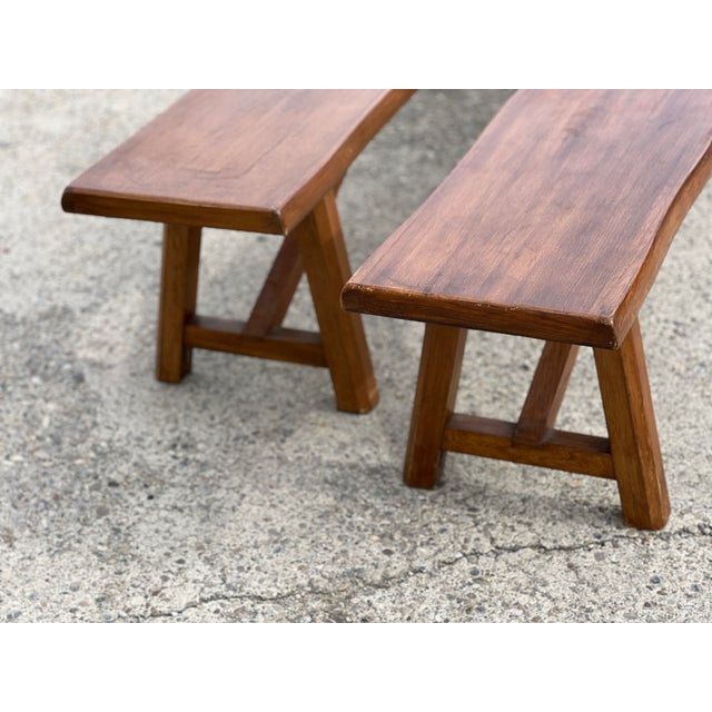 Mid-Century Modern Vintage Wood Benches, 1960s, Set of 2 For Sale - Image 3 of 7
