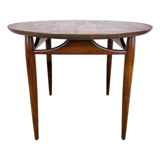 Restored Mid Century Modern Round Walnut Side Table by Heritage Henredon For Sale