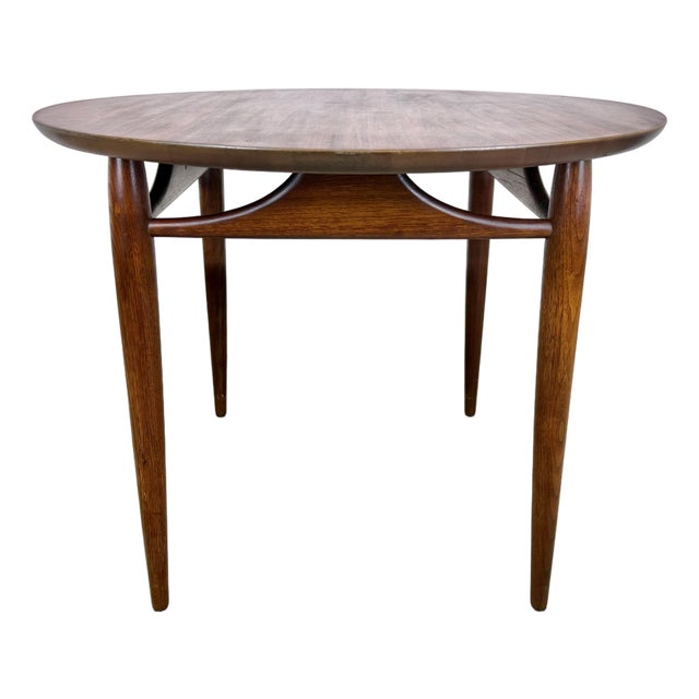 Restored Mid Century Modern Round Walnut Side Table by Heritage Henredon For Sale