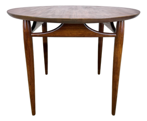 Restored Mid Century Modern Round Walnut Side Table by Heritage Henredon