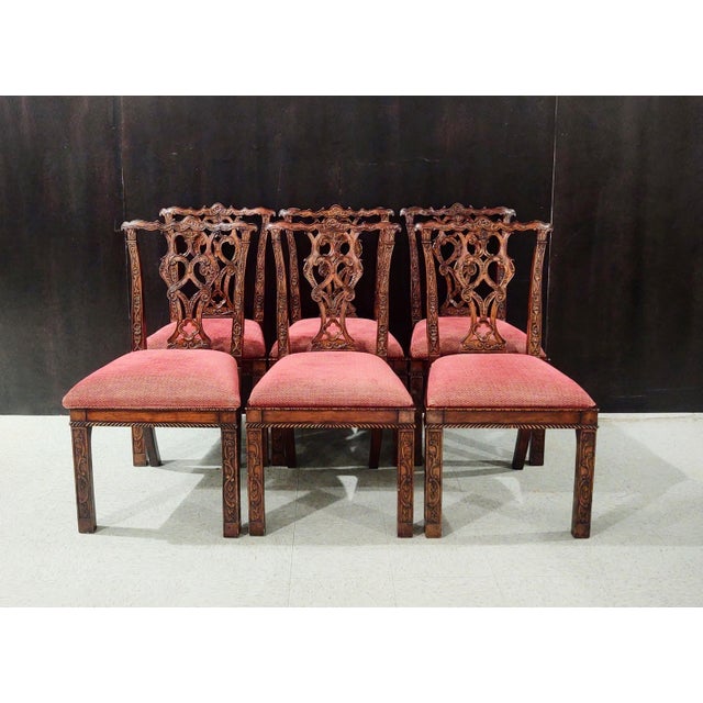 Jonathan Charles Buckingham Collection Mahogany Chippendale Dining Chairs For Sale - Image 12 of 14