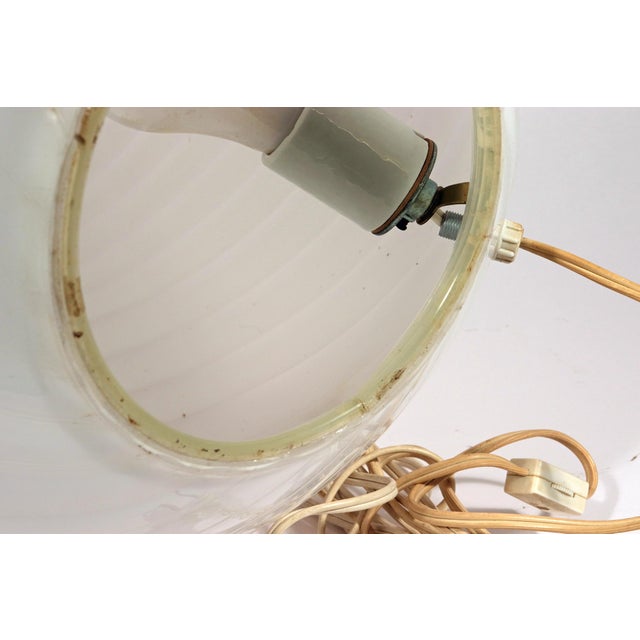 Murano Glass Egg Lamps, Pair of Large White Swirl Opaline Lamps For Sale - Image 9 of 10