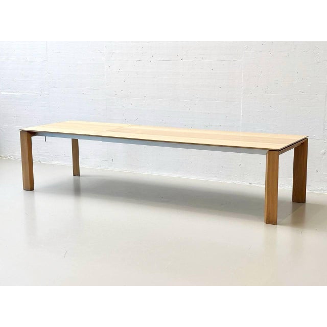 Large Dining Table in Knotted Oak with Integrated Insert Leaf from Seetal Swiss For Sale - Image 14 of 18