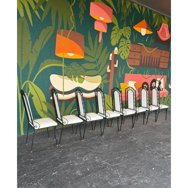 Mid Century Wrought Iron Dining Chairs Attr. To Arthur Umanoff For Sale - Image 9 of 12