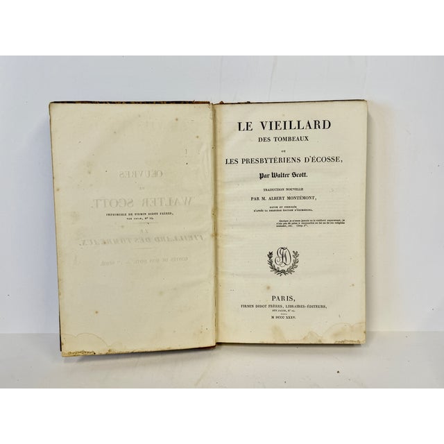 Animal Skin 1830s Antique French Edition Walter Scott Novels Half-Leather - Set of 5 For Sale - Image 7 of 11