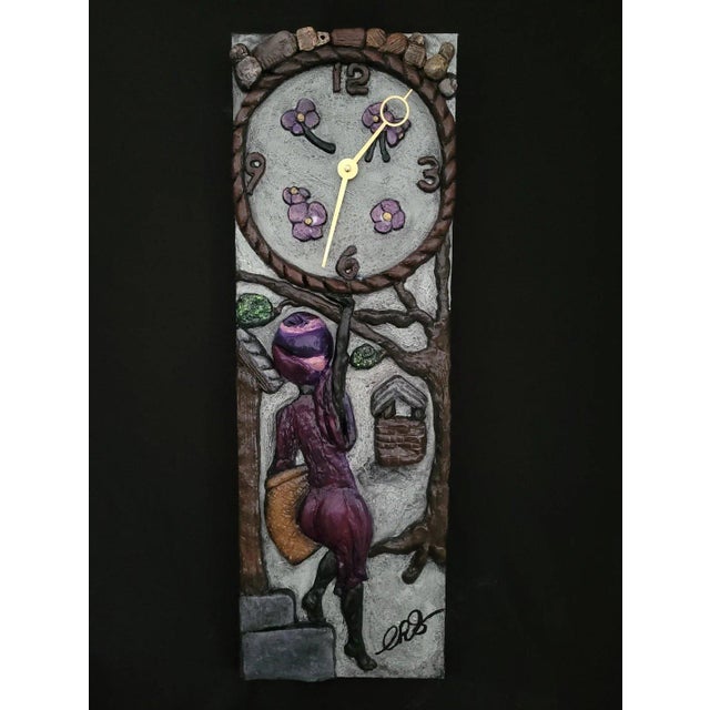 This exceptional, highly textured sculptural clock combines functional horology with deep, allegorical storytelling....