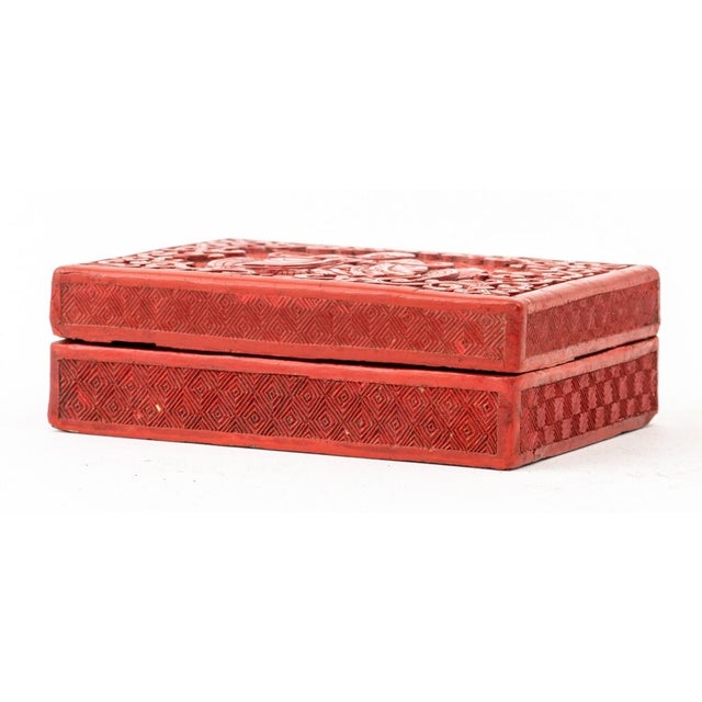 Chinese Chinese Cinnabar Buddha Decorative Box For Sale - Image 3 of 6