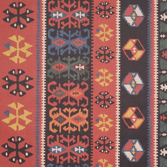 Fashion designer Johnson Hartig of Libertine was inspired by antique kilims when he created Sahane, a wallpaper that...