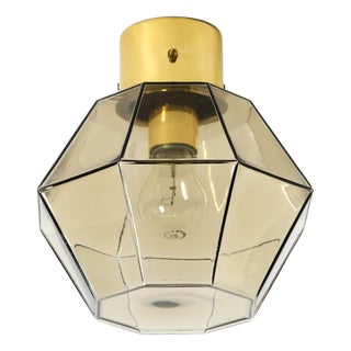 Vintage Smoked Glass Ceiling Lamp in Octagonal Shape from Limburg, 1970s For Sale