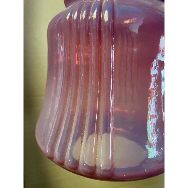 Mid 20th Century Cranberry Opalescent Cased Glass Hanging Pendant Ceiling Light Fixture For Sale - Image 12 of 12