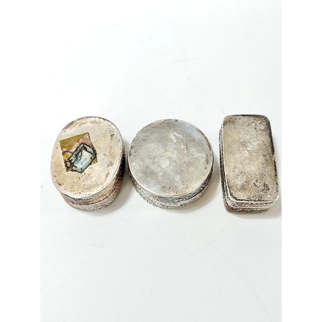 Vintage Chinese Porcelain & Silverplate Trinket Boxes – Hand Painted Figural Vanity Boxes (Set of 3) For Sale - Image 9 of 9