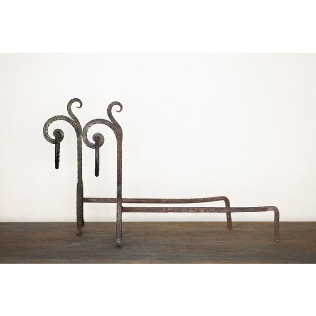 Italian Brutalist Hand-Forged Fireside Andirons, 1970s, Set of 2 For Sale - Image 14 of 14