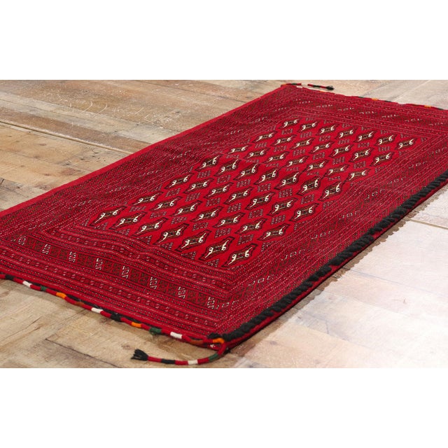 Textile Vintage Red Persian Turkoman Rug - 02'04 X 04'07 For Sale - Image 7 of 9