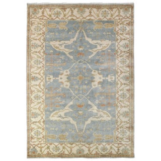 Exquisite Rugs Oushak Hand knotted Wool Blue/Ivory Rug-14'x18' For Sale