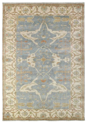 Exquisite Rugs Oushak Hand knotted Wool Blue/Ivory Rug-14'x18'