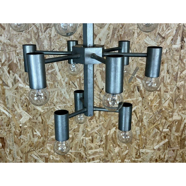 Large Chrome & Metal Chandelier Pendant Lamp For Sale - Image 4 of 14