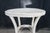 Late 20th Century Vintage Boho Chic White Wicker Bamboo Rattan Round Pedestal Table Stand For Sale - Image 5 of 11
