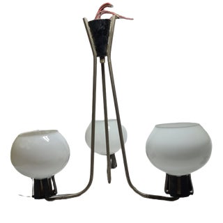 Vintage Pendant Light in White Glass, Poland, 1960s For Sale