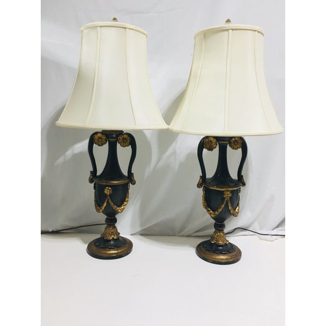 Black Late 19th Century Neoclassical Lamps - a Pair For Sale - Image 8 of 8