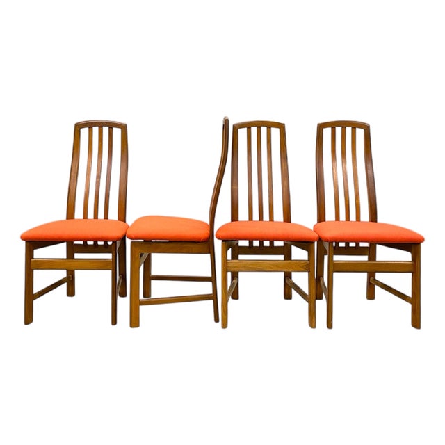 1960s Set of Four Teak Post Modern Dining Chairs For Sale