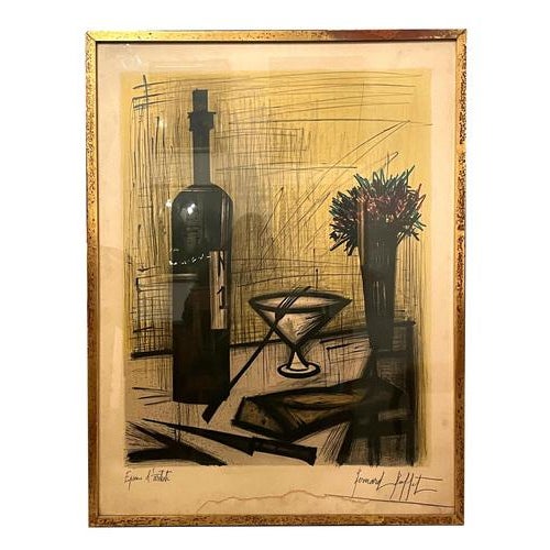 Color lithograph " Bernard Buffet " (1928 - 1999) Still life "Bread and Wine" Color lithograph " Epreuve d' Artistes"...