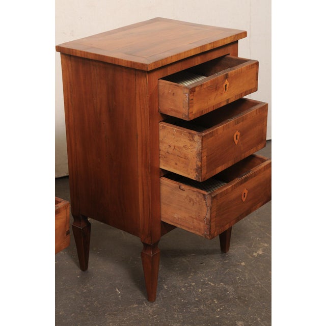 Italian Pair Antique 3-Drawer Side Chests For Sale - Image 10 of 13
