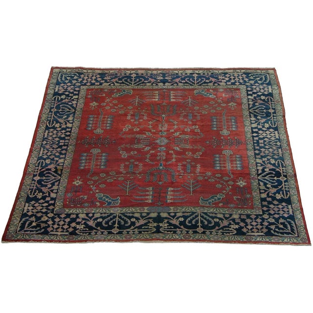 Textile 1900s Antique Mahal Floral Design Rug 11'5''x10'7'' For Sale - Image 7 of 7