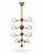 Cream 8 Light Brass Dome Chandelier, Mid Century Tiered Pendant Light, Cream Shade Ceiling Fixture, Sculptural Dining Room Lighting For Sale - Image 8 of 9