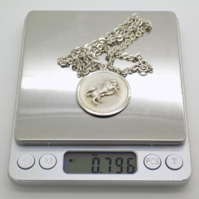 Vintage Italian Handmade Sterling Silver 925 Medallion and 835 Chain with Taurus Zodiac, Italy, 1970s For Sale - Image 10 of 12